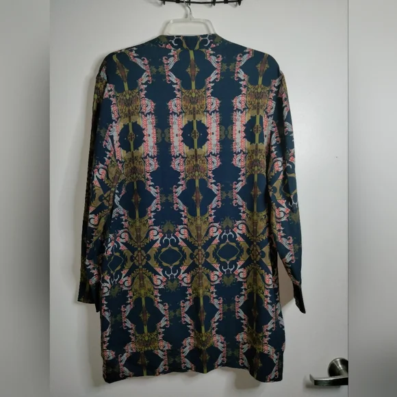 Etro (Size 48) Multicolor Jacquard Patterned LS Button Down Front Pocket Jacket